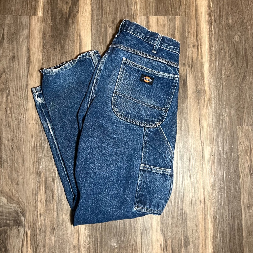 Vintage Dickies Baggy Denim 33 x 30 Faded Carpenter Blue Jeans Y2K Skate